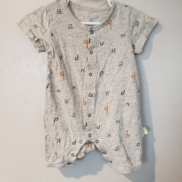 Pure Born Unisex Baby Short Sleeve Romper 73 cm Grey Letter Print 9 Months Snap - Picture 1 of 6